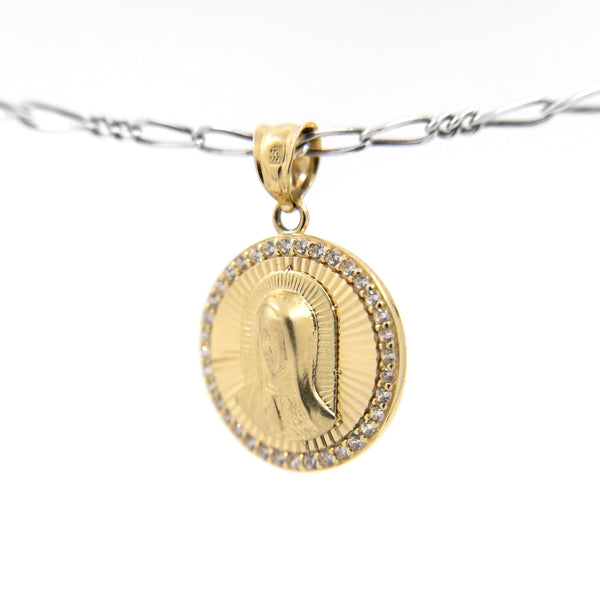 Medalla de la Virgen de Guadalupe Busto con Circonias Oro 14k Italiano - Vanessa Joyas