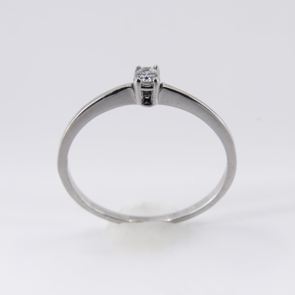 Anillo de Compromiso con circonia de Oro blanco 10k