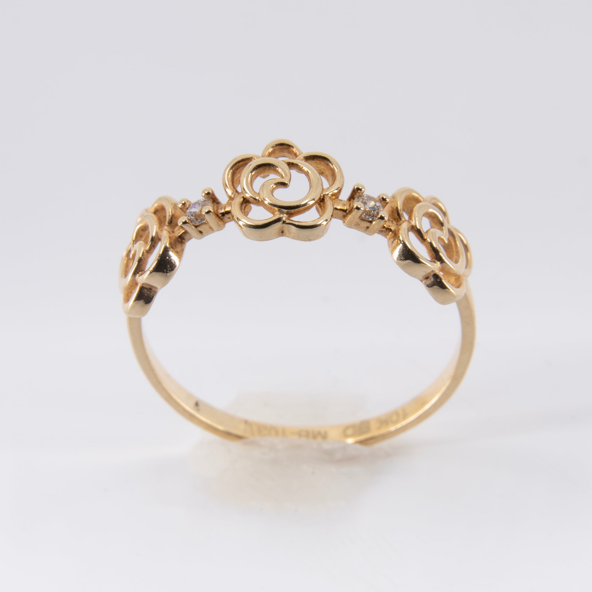 Anillo de flores Oro 10k con circonias