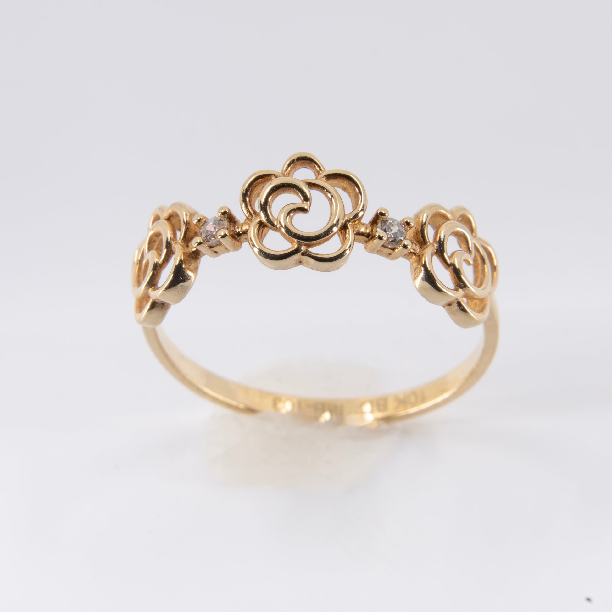 Anillo de flores Oro 10k con circonias