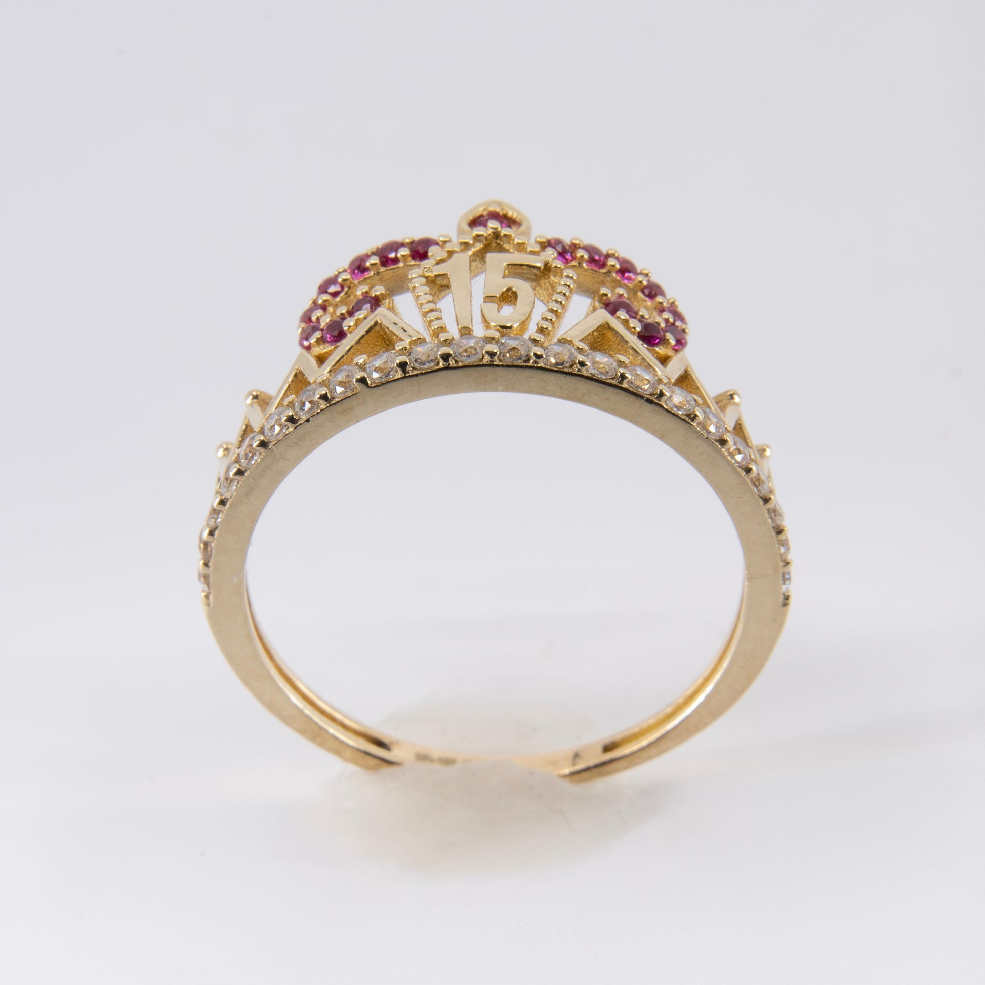 Anillo de Corona para quinceañera Oro 10k con circonias