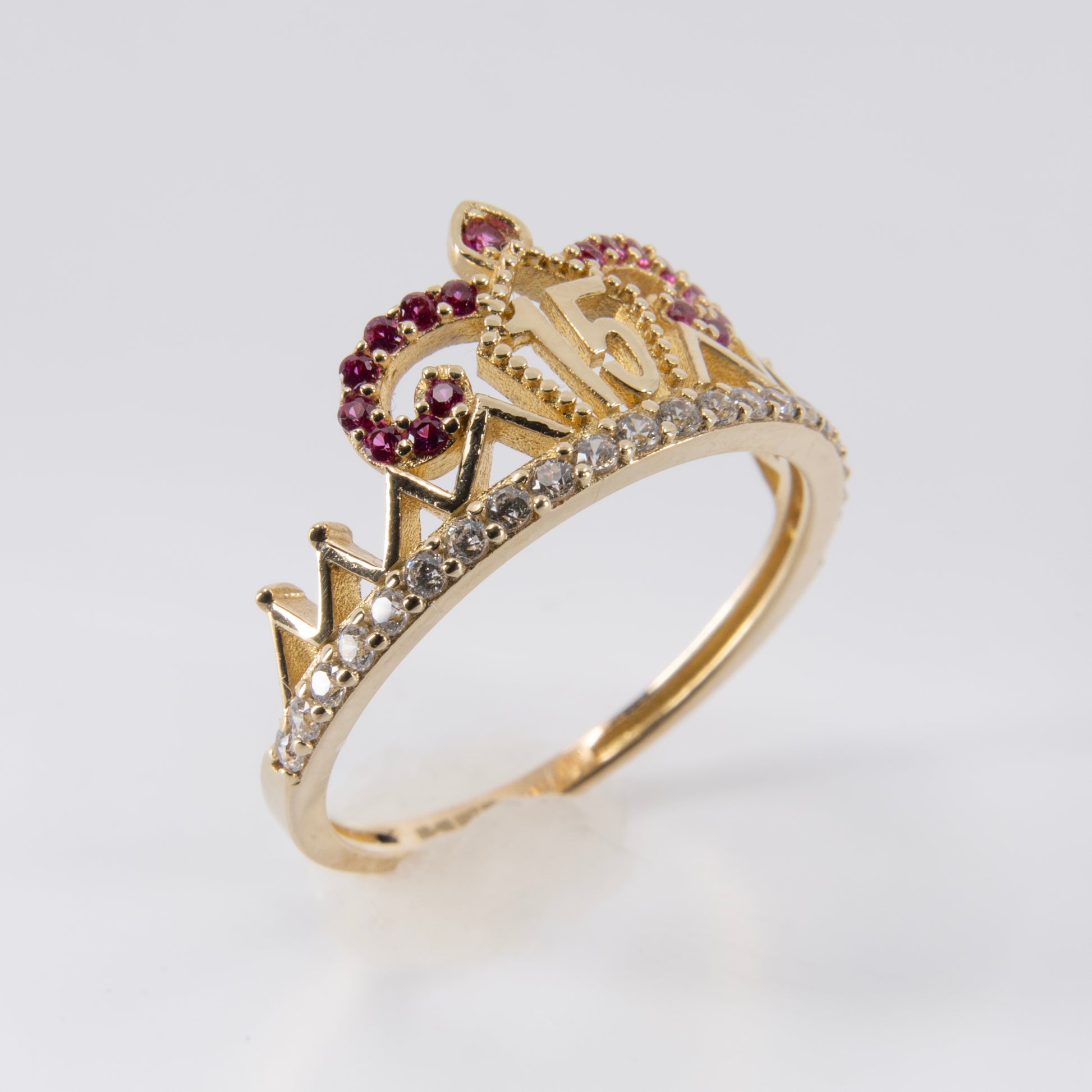 Anillo de Corona para quinceañera Oro 10k con circonias