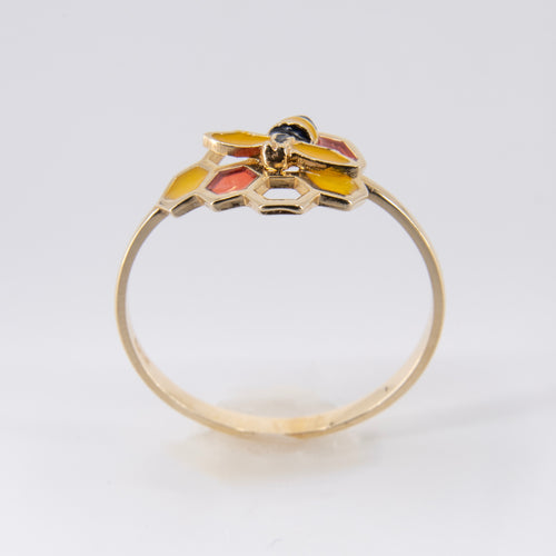 Anillo de Abeja y Colmena Oro 14k