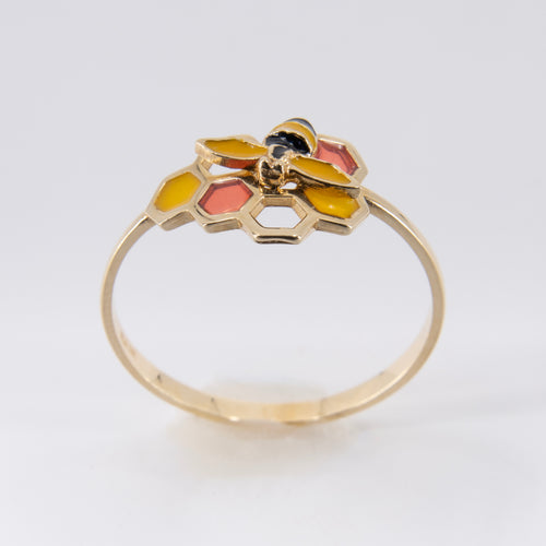Anillo de Abeja y Colmena Oro 14k