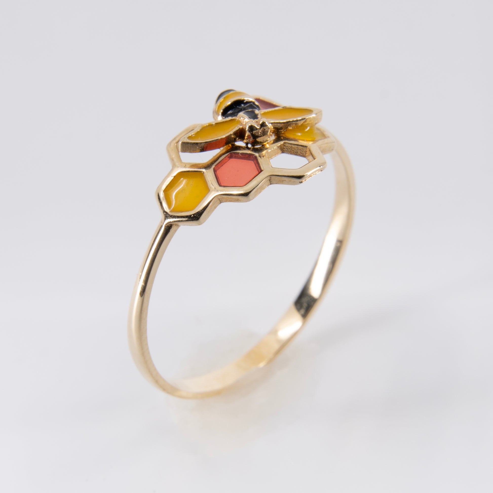 Anillo de Abeja y Colmena Oro 14k
