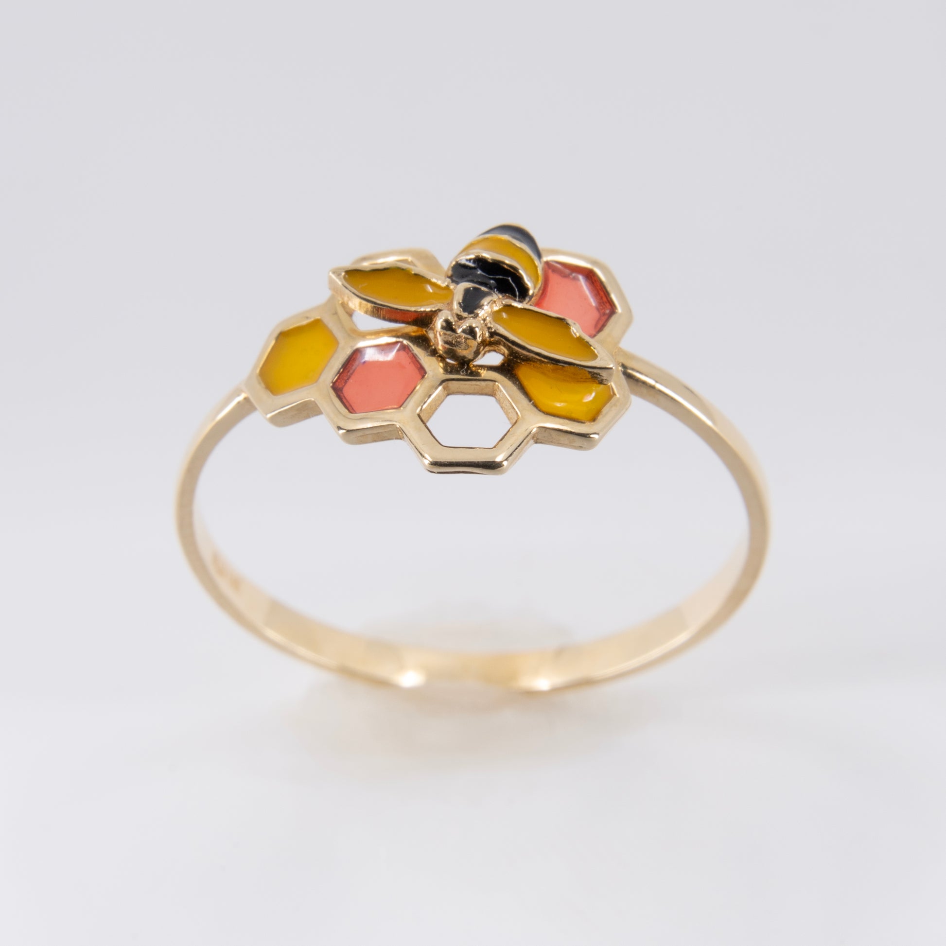 Anillo de Abeja y Colmena Oro 14k