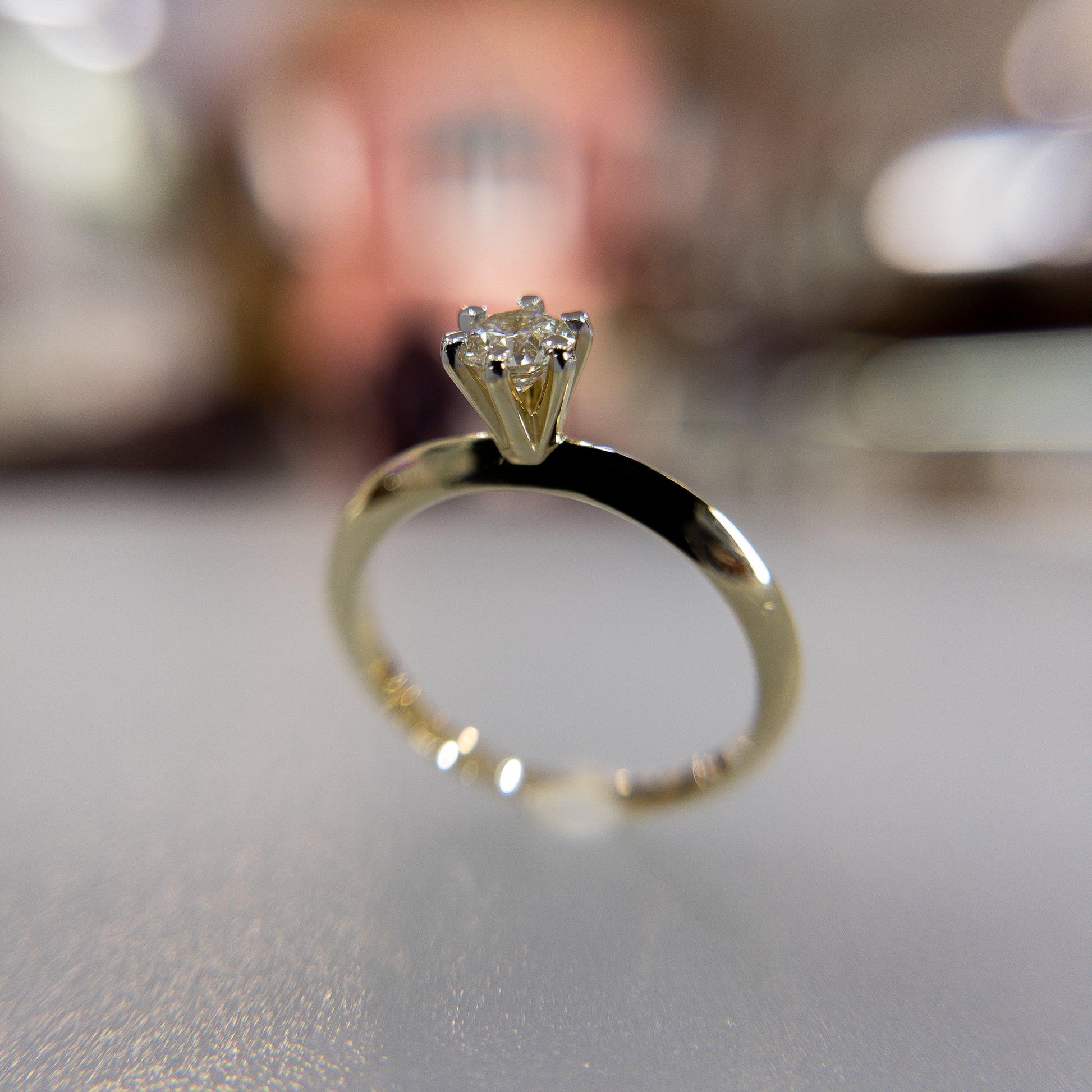 Anillo de Compromiso 14k Solitario con Diamante 0.33ctw - Vanessa Joyas