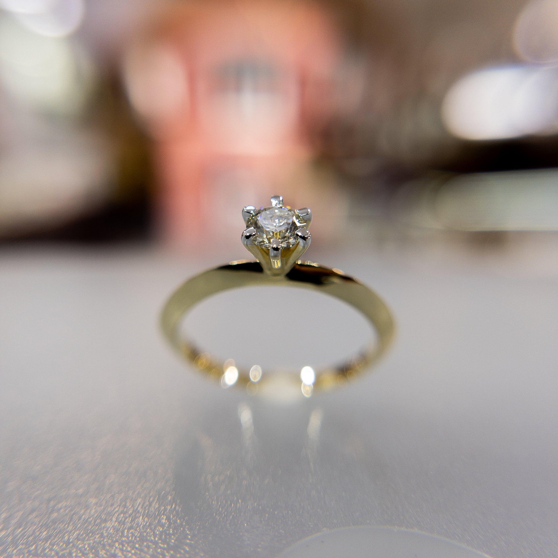 Anillo de Compromiso 14k Solitario con Diamante 0.33ctw - Vanessa Joyas