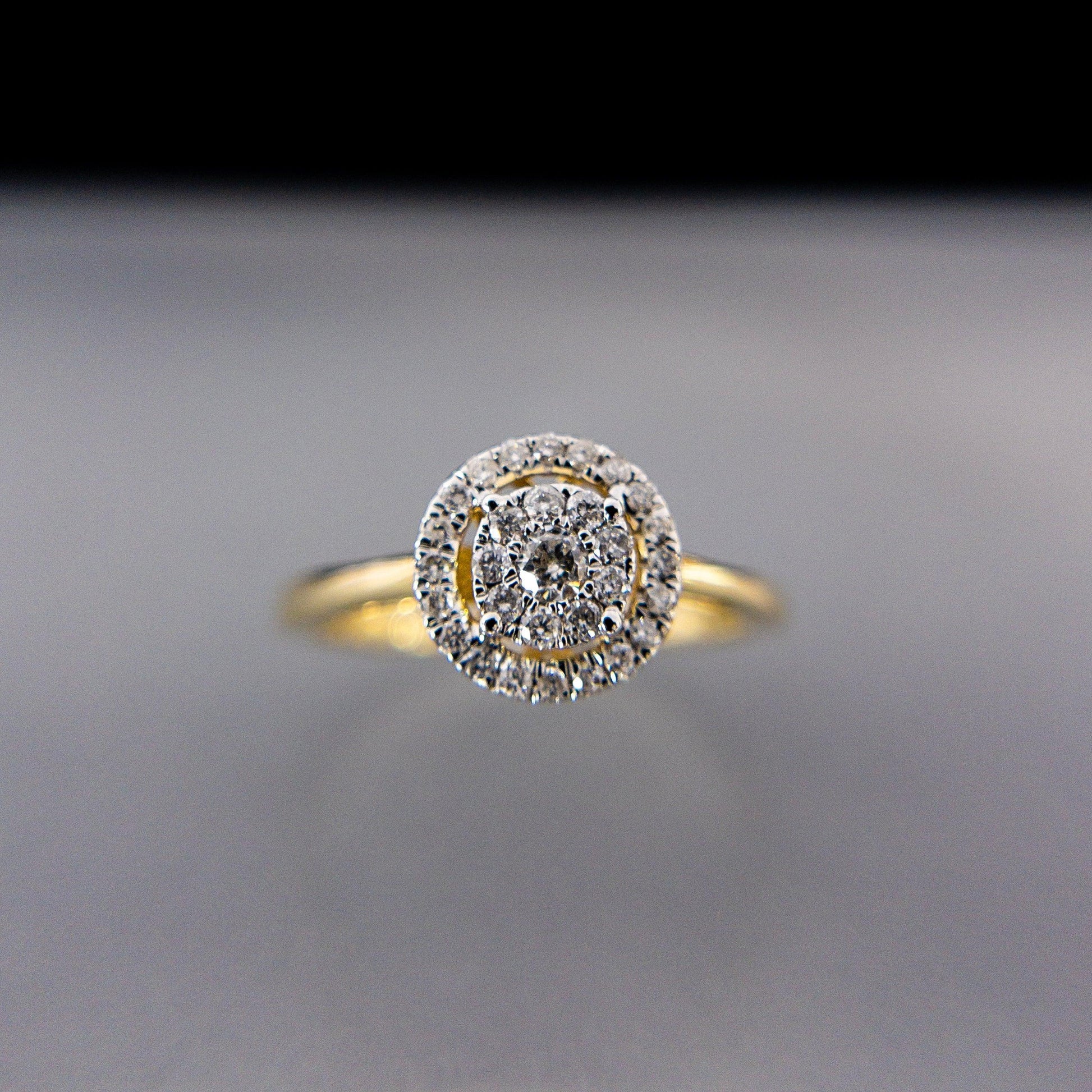 Anillo de Compromiso con Diamantes Halo 0.25 ctw - Vanessa Joyas