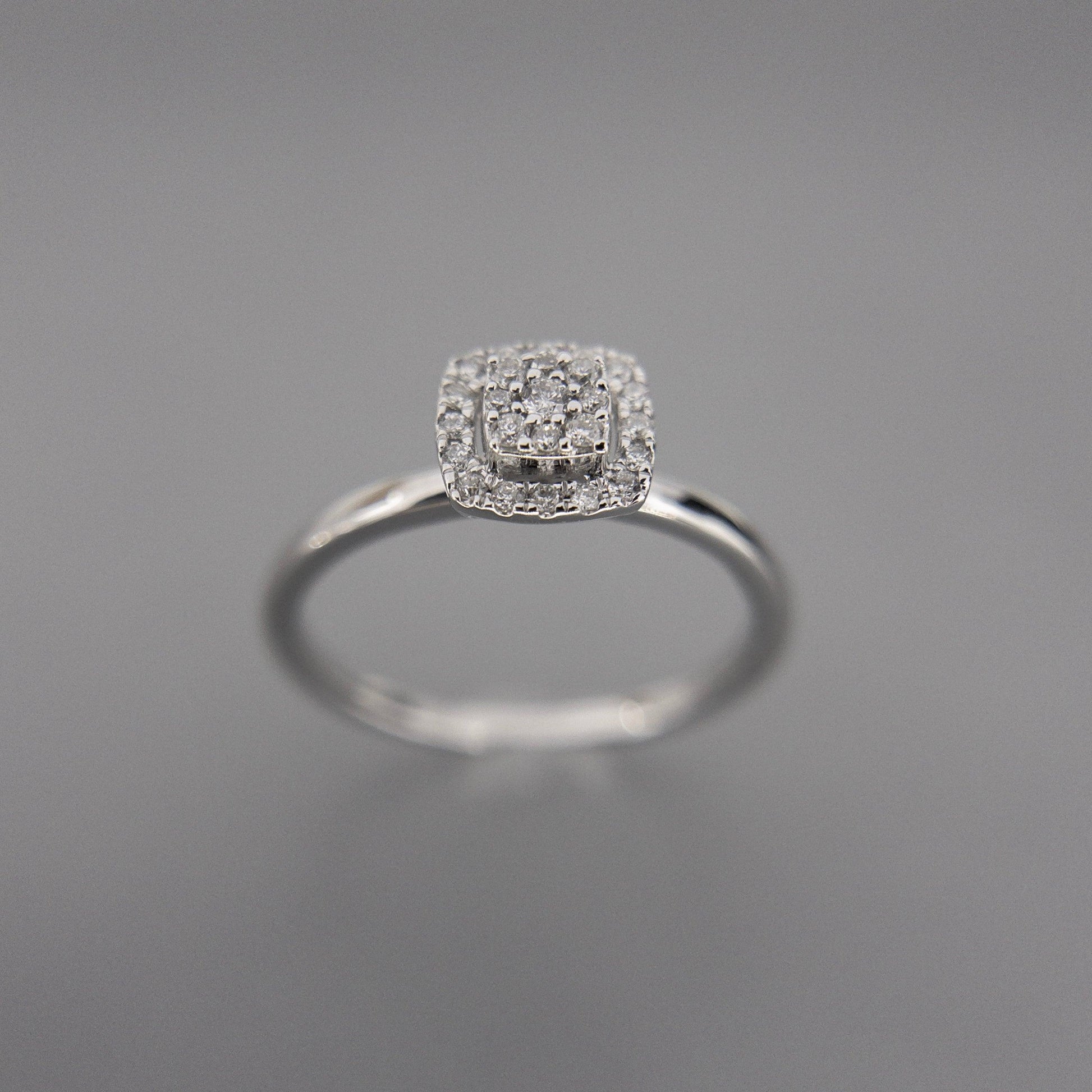 Anillo de Compromiso Halo Cuadrado 0.15ctw Diamantes - Vanessa Joyas