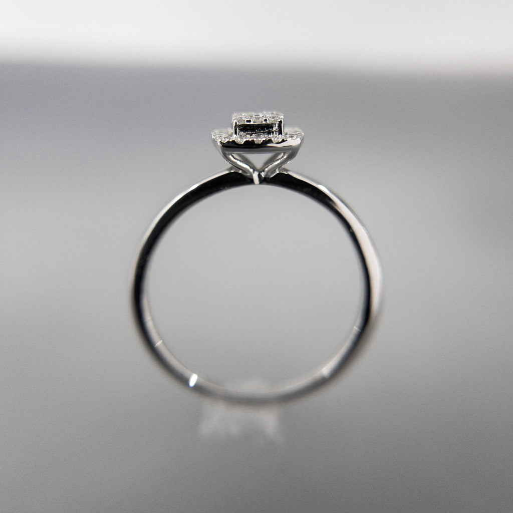 Anillo de Compromiso Halo Cuadrado 0.15ctw Diamantes - Vanessa Joyas