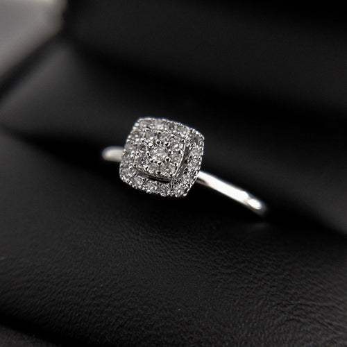Anillo de Compromiso Halo Cuadrado 0.15ctw Diamantes - Vanessa Joyas
