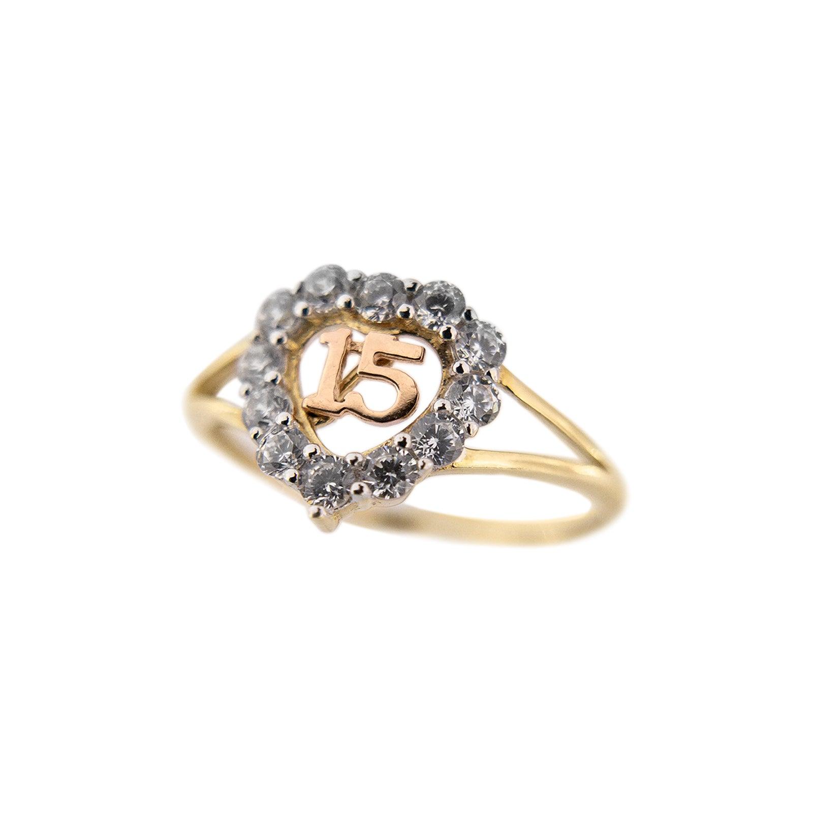 Anillo de XV Años Corazón con Circonias - Vanessa Joyas