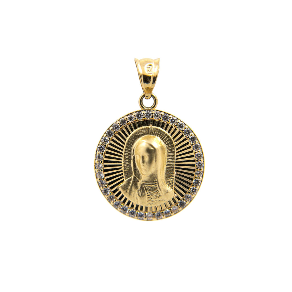 Medalla de la Virgen de Guadalupe Busto con Circonias Oro 14k Italiano - Vanessa Joyas