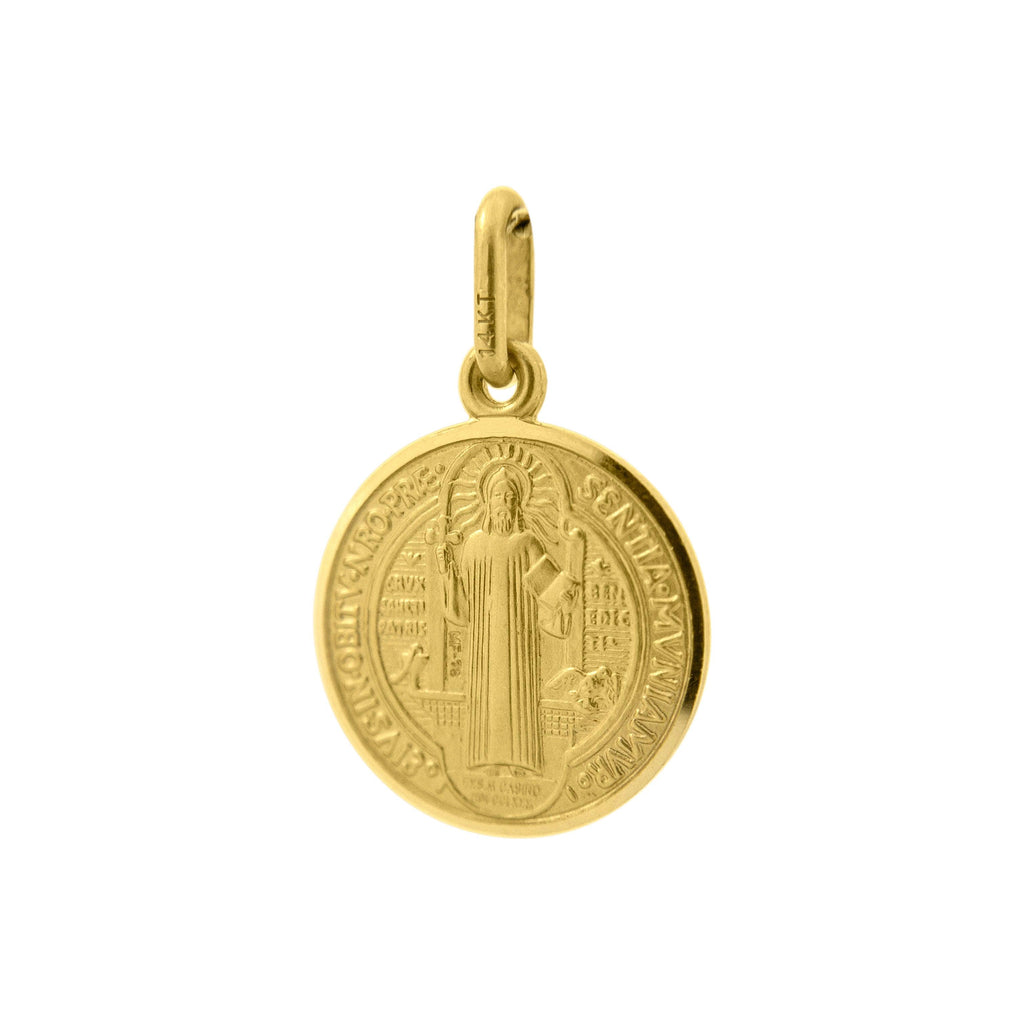 Medalla de San Benito Oro 14k Italiano - Vanessa Joyas